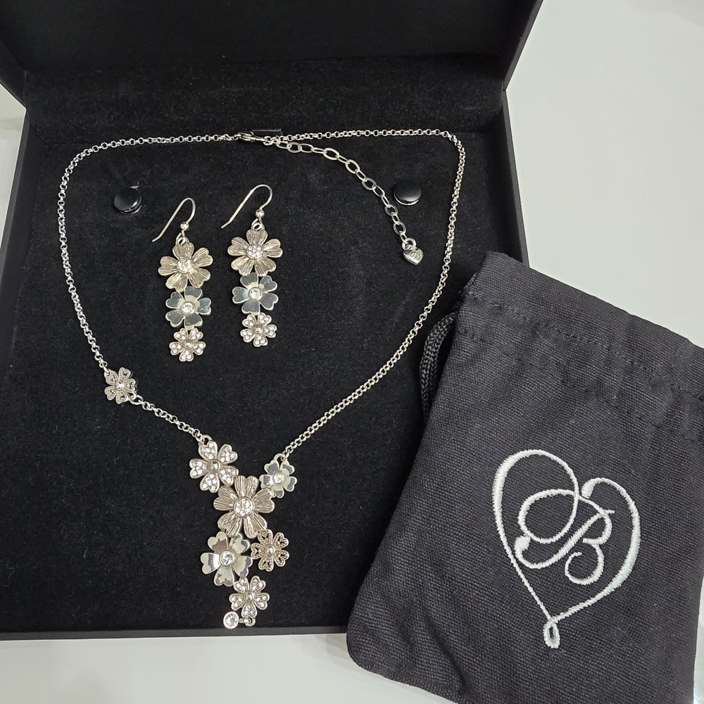 Brighton Silver and Gold Floral Necklace Set